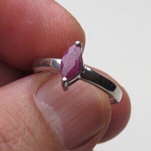 *925 Sterling Silver Genuine Ruby Ring